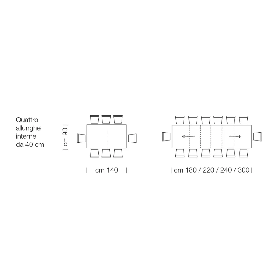 Mesa extensible de madera laminada hasta 470 cm Made in Italy – Gordito viadurini