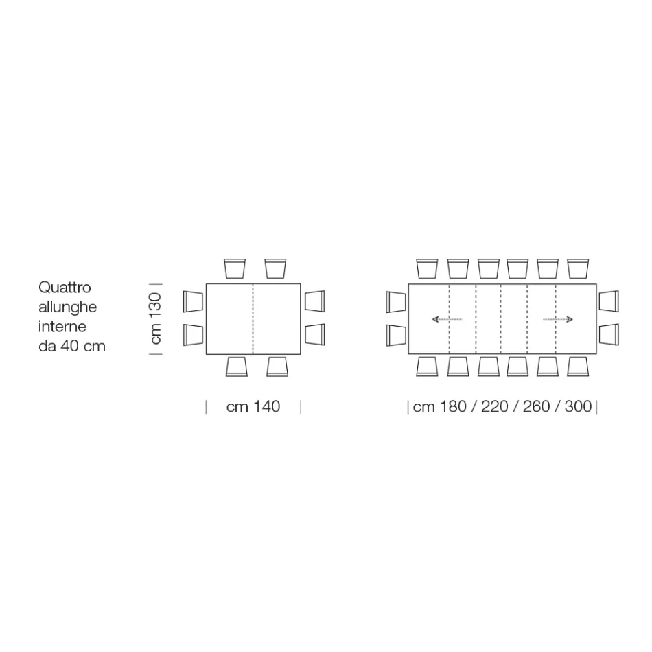 Mesa extensible de madera laminada hasta 470 cm Made in Italy – Gordito viadurini