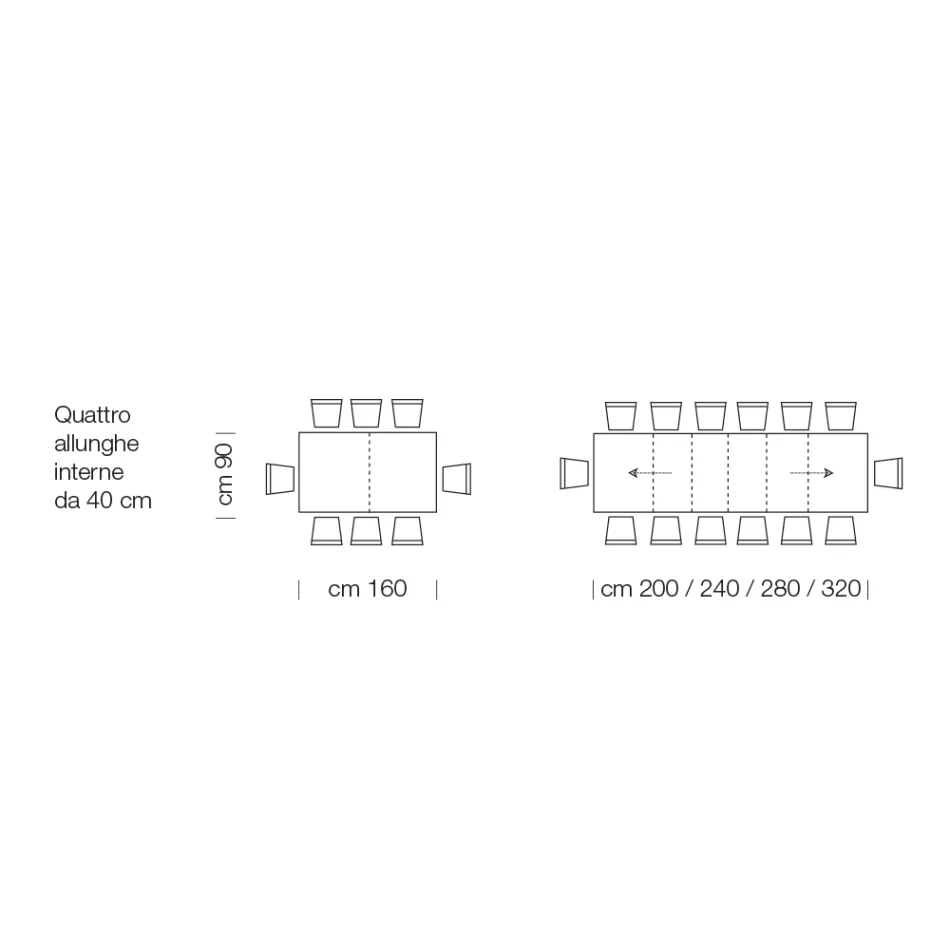 Mesa extensible de madera laminada hasta 470 cm Made in Italy – Gordito viadurini