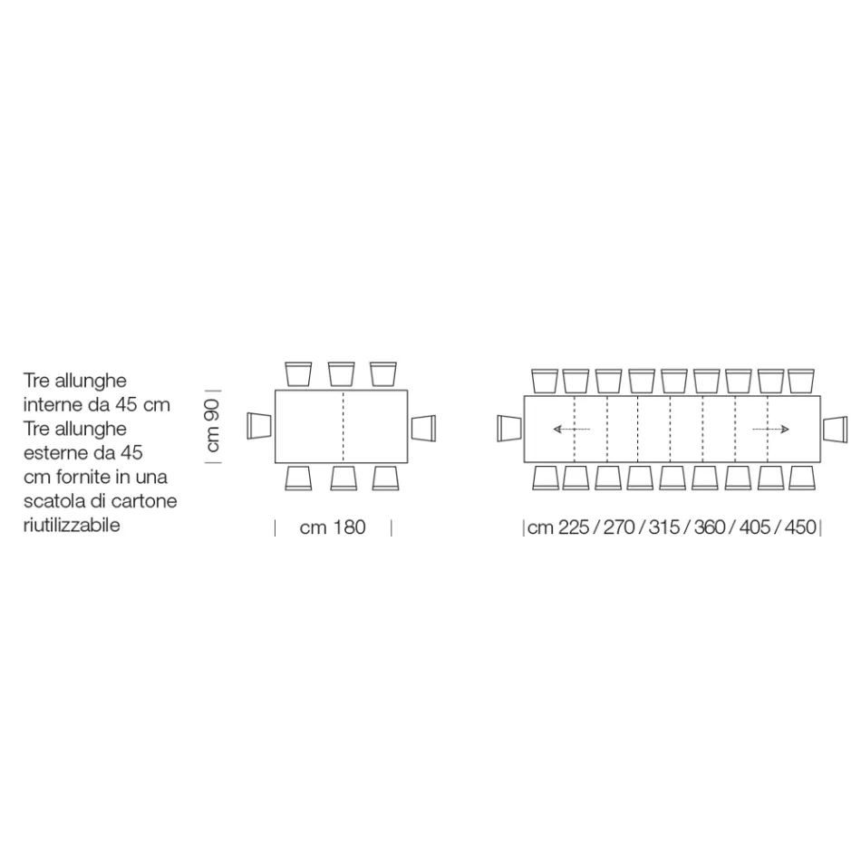 Mesa extensible de madera laminada hasta 470 cm Made in Italy – Gordito viadurini