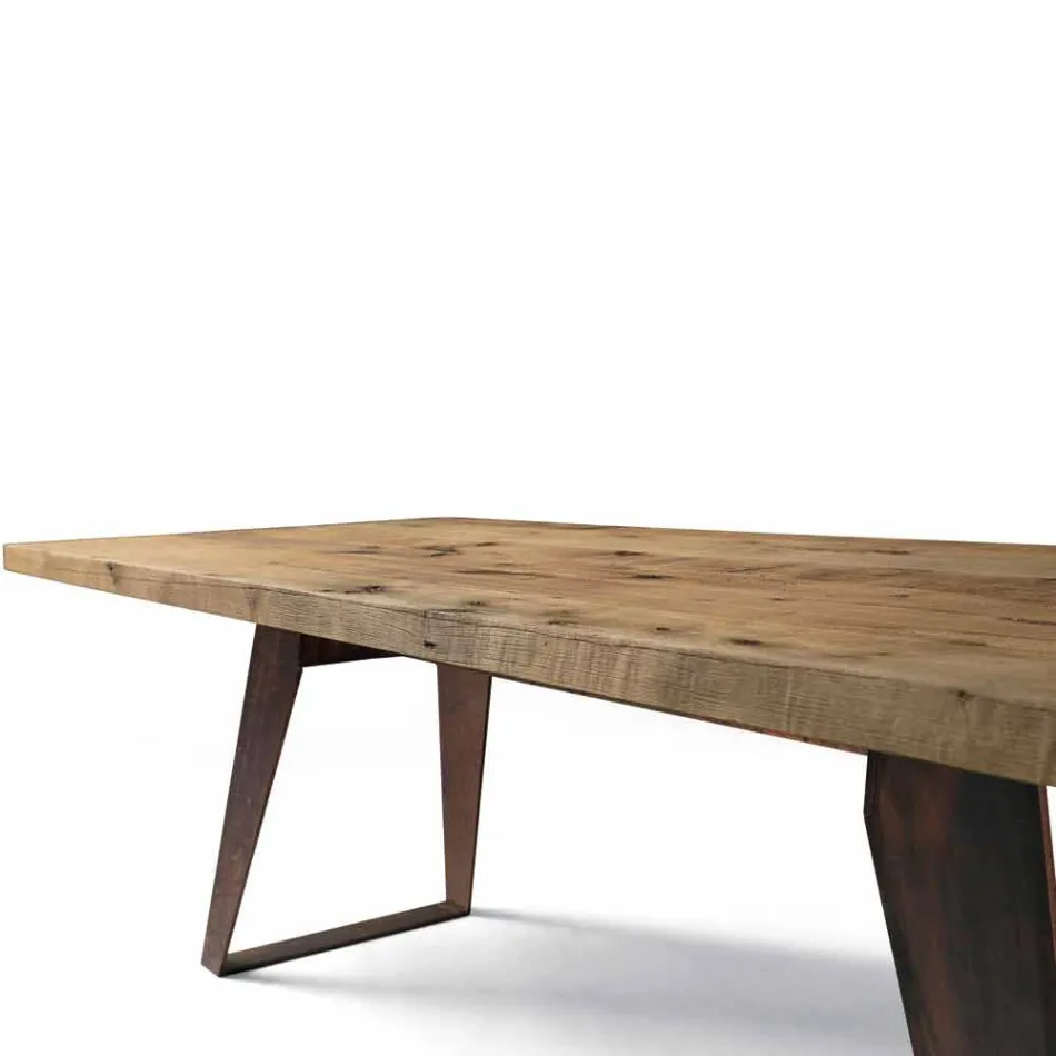 Mesa de madera maciza de aliso natural de diseño moderno, Antonio viadurini
