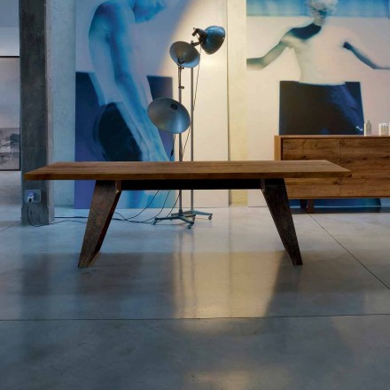 Mesa de madera maciza de aliso natural de diseño moderno, Antonio viadurini