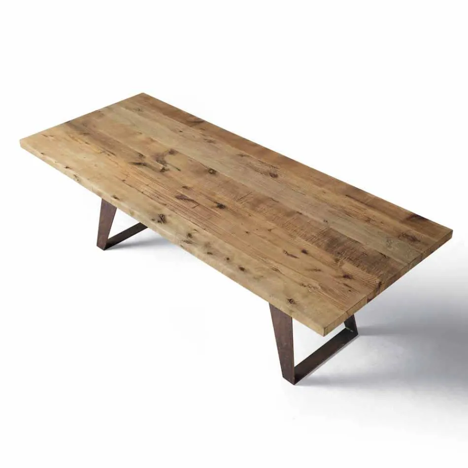 Mesa de madera maciza de aliso natural de diseño moderno, Antonio viadurini