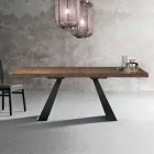 Moderna mesa de madera de roble anudada producida en Italia Zerba viadurini