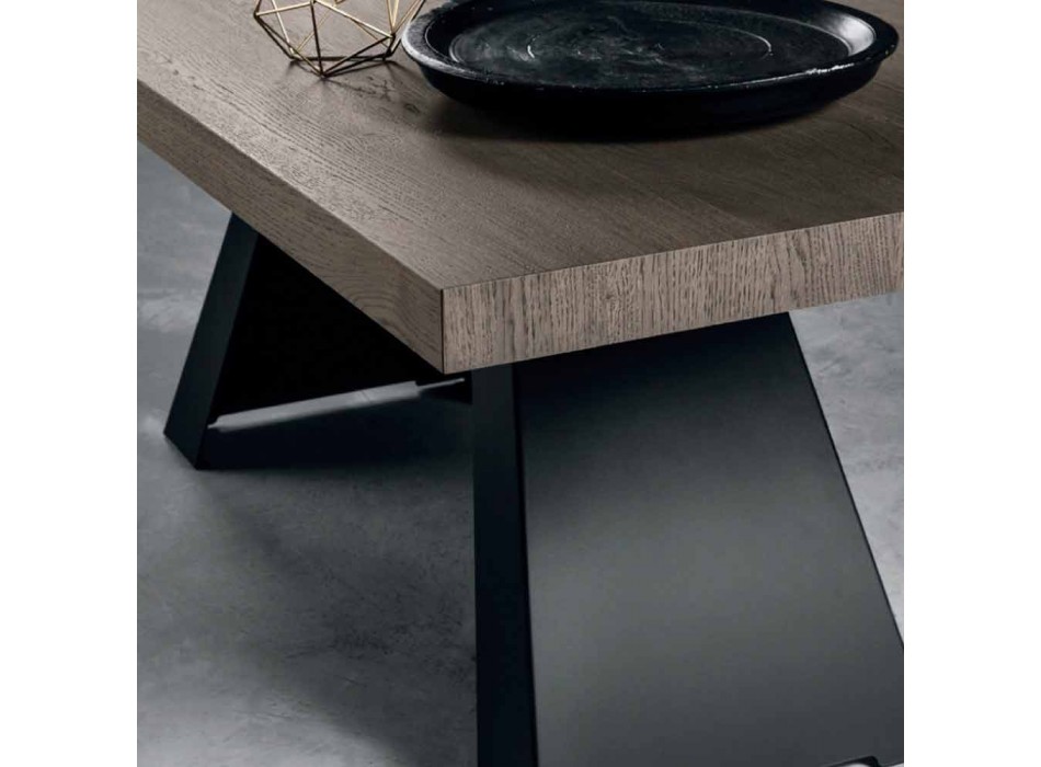 Moderna mesa de madera de roble anudada producida en Italia Zerba viadurini