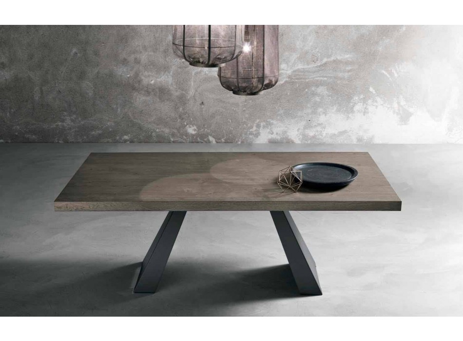 Moderna mesa de madera de roble anudada producida en Italia Zerba viadurini