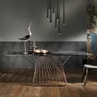 Mesa de diseño moderno en vidrio templado hecho en Italia, Mitia viadurini