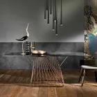 Mesa de vidrio templado de diseño moderno hecha en Italia, Mitia viadurini