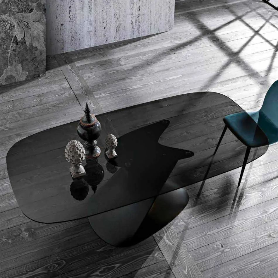 Mesa de vidrio templado de diseño moderno producido en Italia, Clark. viadurini