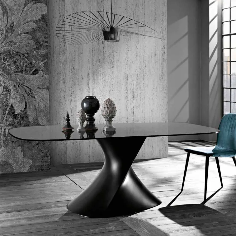 Mesa de vidrio templado de diseño moderno producido en Italia, Clark. viadurini