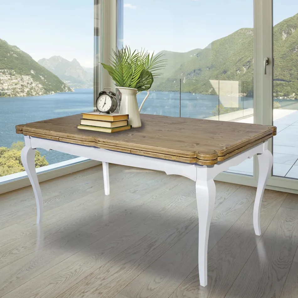 Mesa de interior extensible en abeto con esquinas en forma Made in Italy - Faramir viadurini