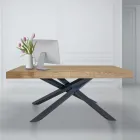 Mesa de interior extensible en madera maciza y metal Made in Italy - Khal viadurini