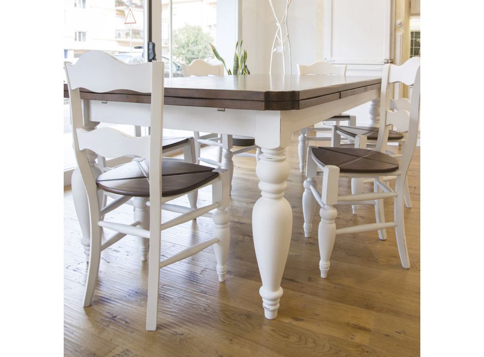 Mesa de estar extensible en roble con esquinas en forma Made in Italy - Rafael viadurini