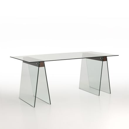 Mesa de salón de diseño moderno con tablero y base de cristal – Lausana viadurini