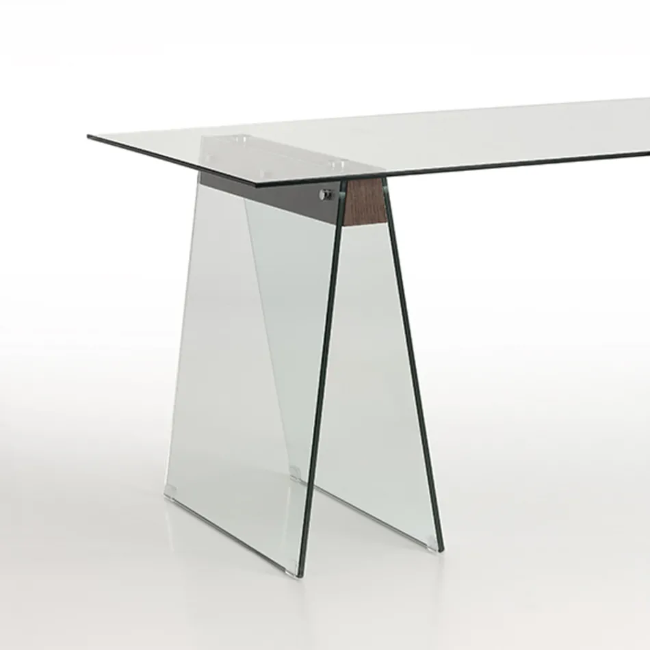 Mesa de salón de diseño moderno con tablero y base de cristal – Lausana viadurini