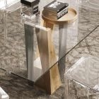 Living Crystal Table con base de madera y metal Made in Italy - Dementor viadurini