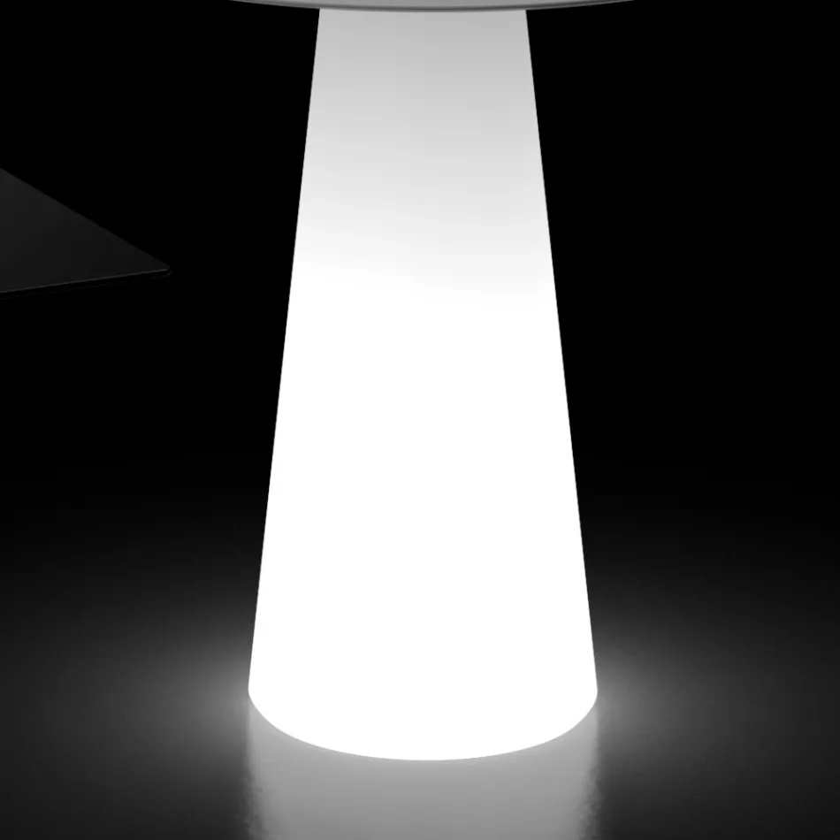 Mesa de luz para exterior con base de luz LED y tapa redonda Made in Italy - Forlina viadurini