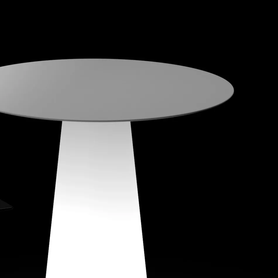 Mesa de luz para exterior con base de luz LED y tapa redonda Made in Italy - Forlina viadurini