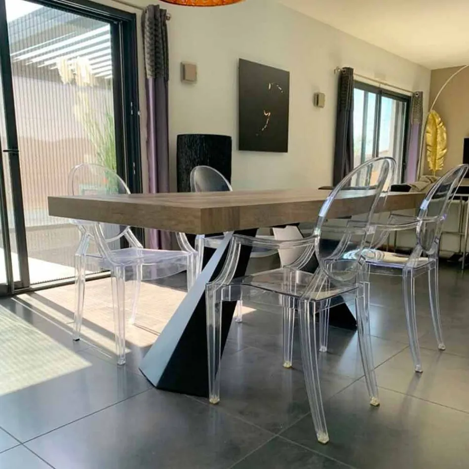 Mesa extensible moderna hasta 260/280 cm en madera y metal - Teramo viadurini