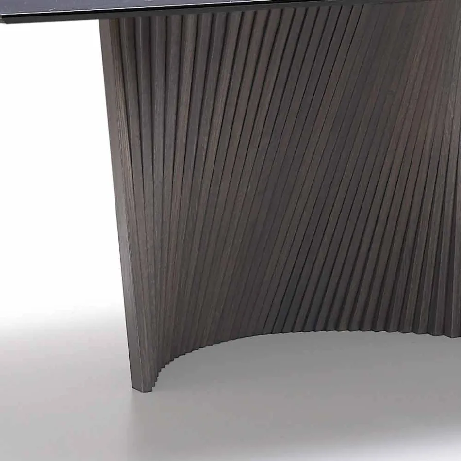 Mesa moderna con encimera de gres con efecto mármol hecha en Italia, Adrano viadurini