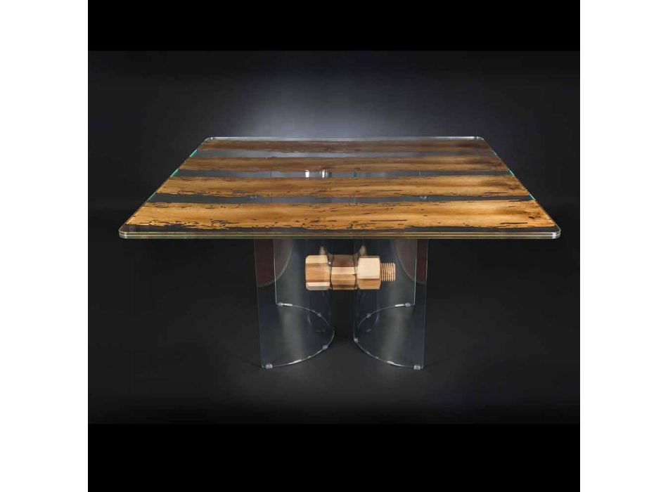 Moderno de cristal veneciano y mesa de madera Briccola viadurini