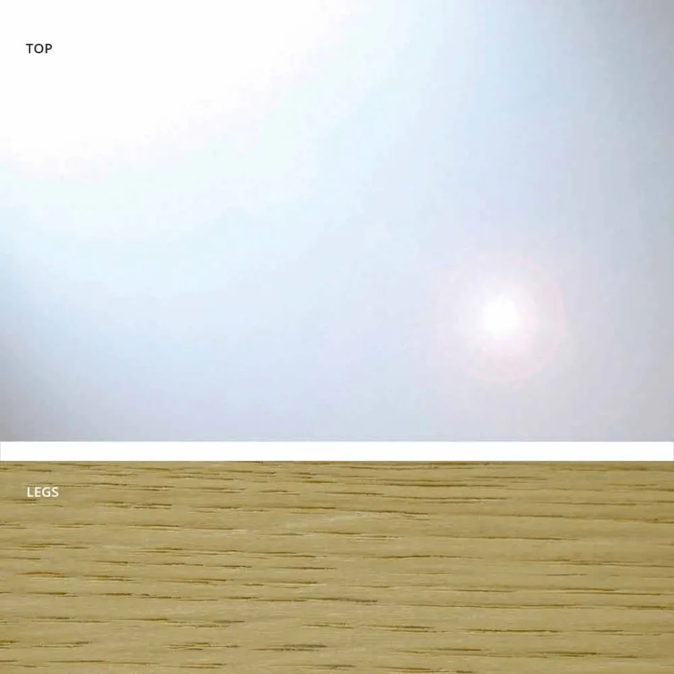 Moderna mesa en vidrio y roble natural producido en Italia Acciano. viadurini