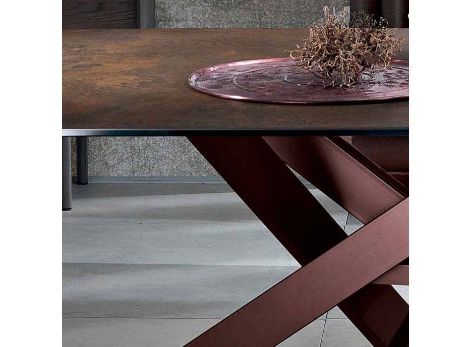Moderna mesa de vitrocerámica y metal hecha en Italia, Dionigi viadurini