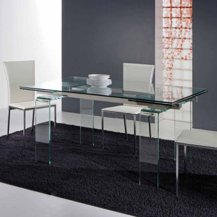 mesa moderna hecha de vidrio templado Atlanta viadurini