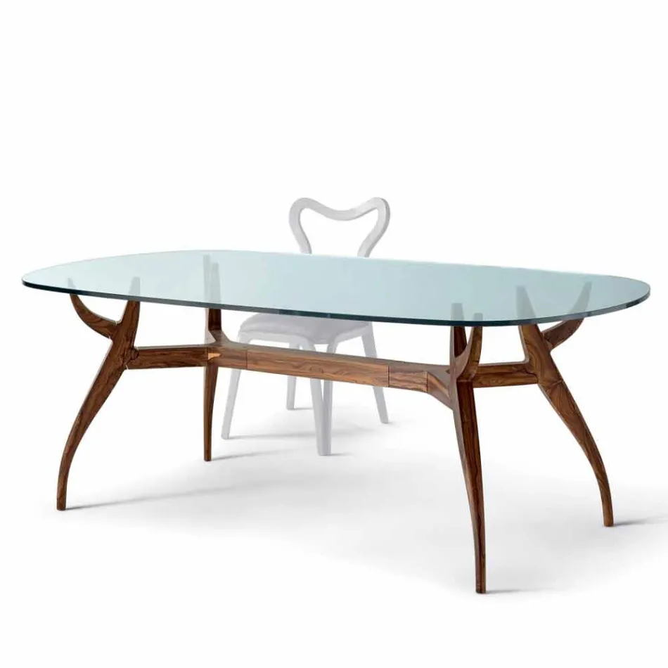 Mesa de comedor ovalada de madera de diseño moderno, L197xP109 cm, Fraco viadurini