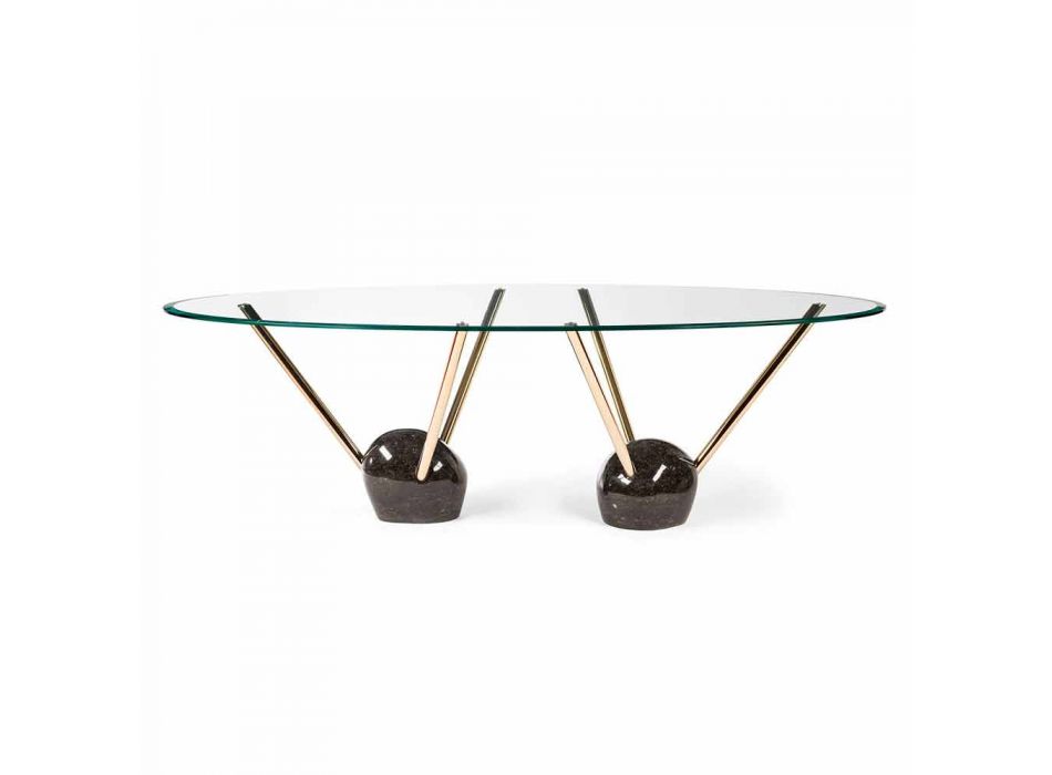 mesa de diseño oval con tapa de cristal 100% Made in Italy Zoe viadurini