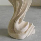 mesa de piedra ovalada con tapa de cristal Agave diseño moderno viadurini