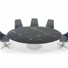 Mesa ovalada moderna en mármol de Carrara o Marquinia negra Made in Italy - Dollars viadurini