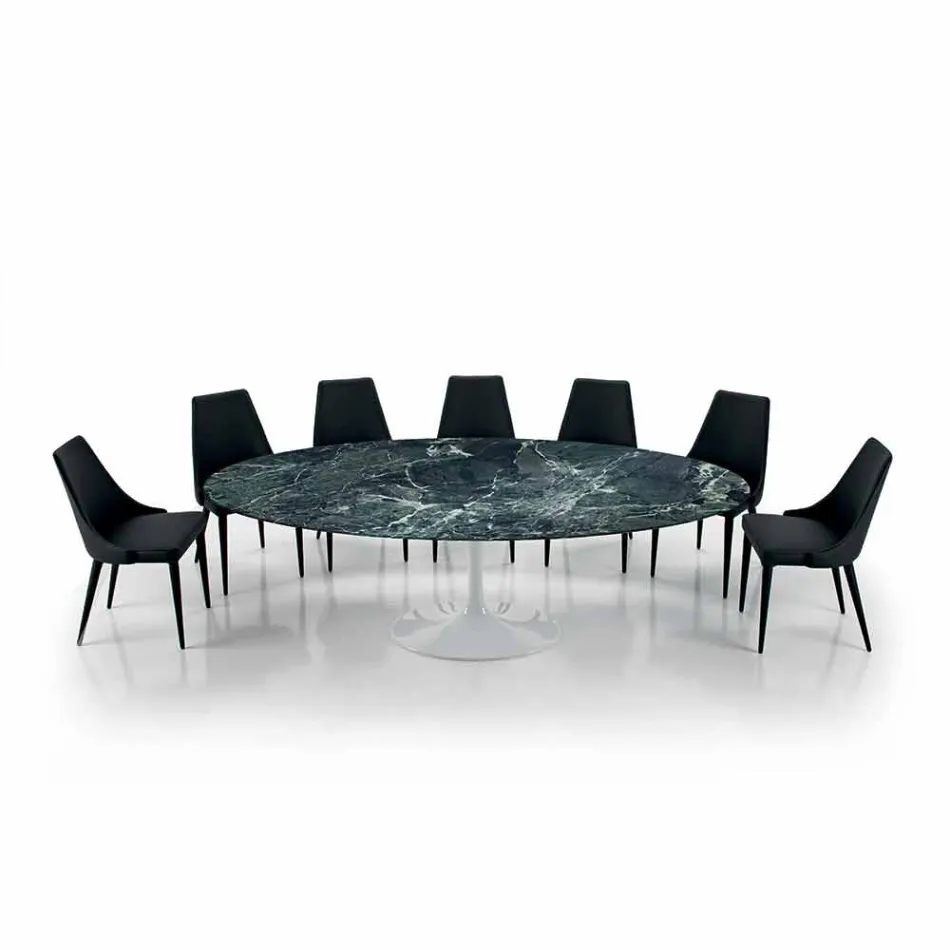 Mesa ovalada moderna en mármol de Carrara o Marquinia negra Made in Italy - Dollars viadurini