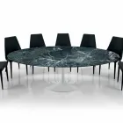 Mesa ovalada moderna en mármol de Carrara o Marquinia negra Made in Italy - Dollars viadurini