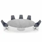 Mesa ovalada moderna en mármol de Carrara o Marquinia negra Made in Italy - Dollars viadurini