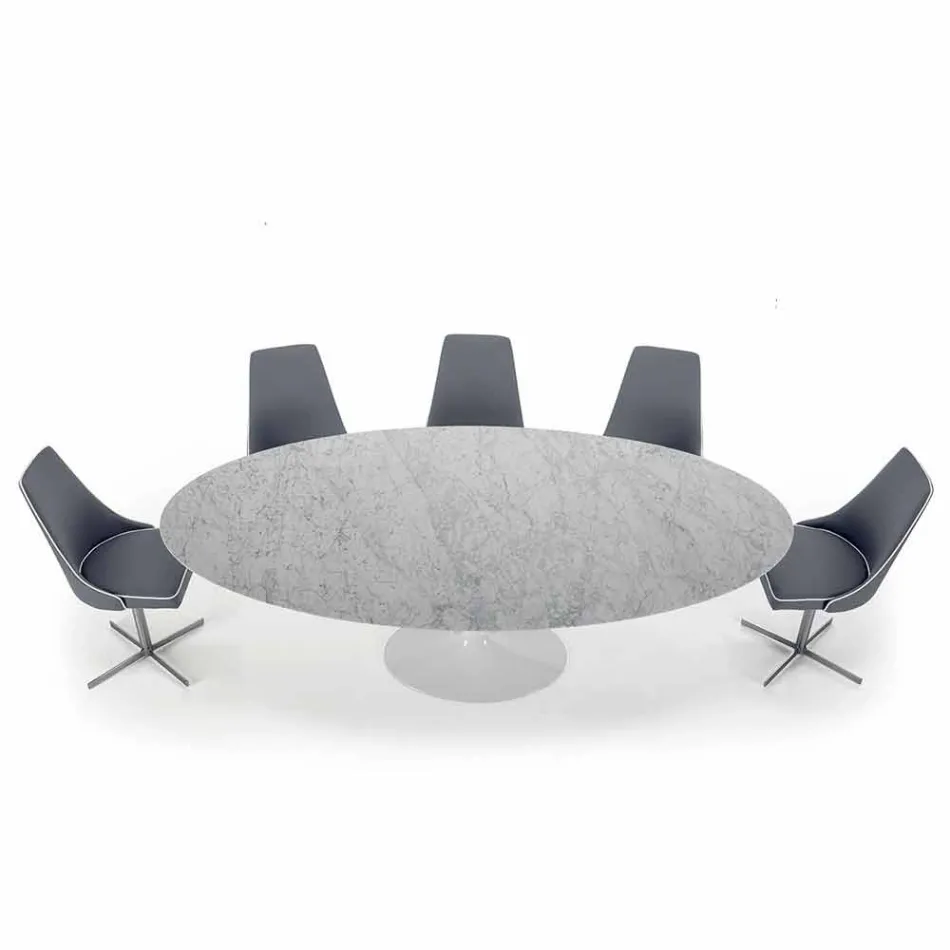 Mesa ovalada moderna en mármol de Carrara o Marquinia negra Made in Italy - Dollars viadurini
