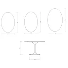 Mesa ovalada Tulip Saarinen de 74 cm de altura en cerámica Florim blanca mate - Scarlet viadurini