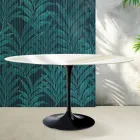 Mesa ovalada Tulip de Saarinen, 74 cm de altura, en cerámica Florim Calacatta Gold Gloss - Scarlet viadurini