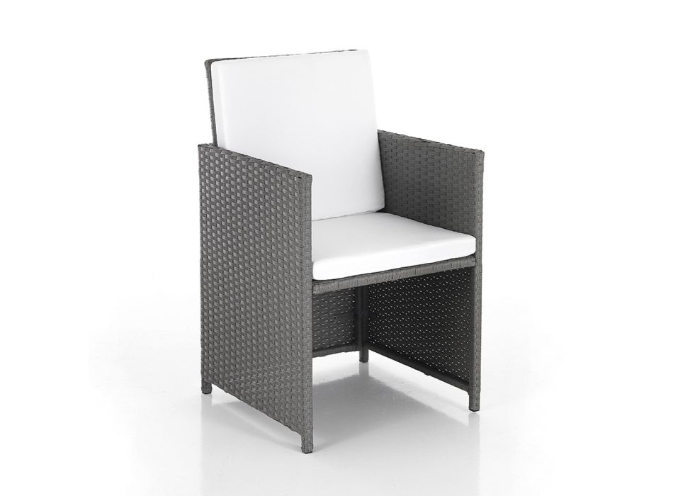 Mesa interior y exterior con 6 sillas con respaldo reclinable y 4 pufs - Venir viadurini