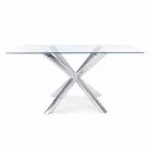 Mesa de comedor con tapa de cristal templado Homemotion - Denda viadurini