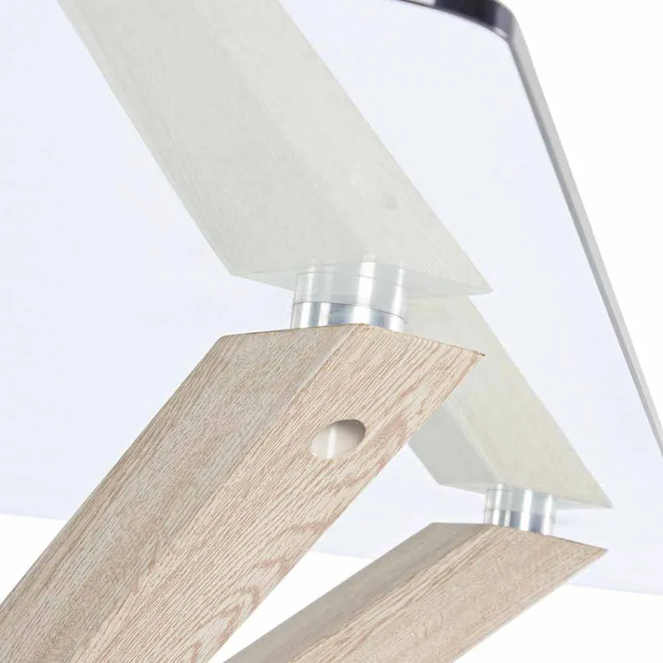 Mesa de comedor con tapa de cristal templado Homemotion - Denda viadurini