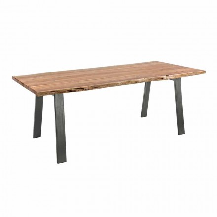 Mesa de comedor de diseño en madera y acero Homemotion - Cannes viadurini
