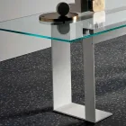 Tablero de mesa en vidrio extraclaro y patas de metal 3 acabados 4 tamaños - Speck viadurini