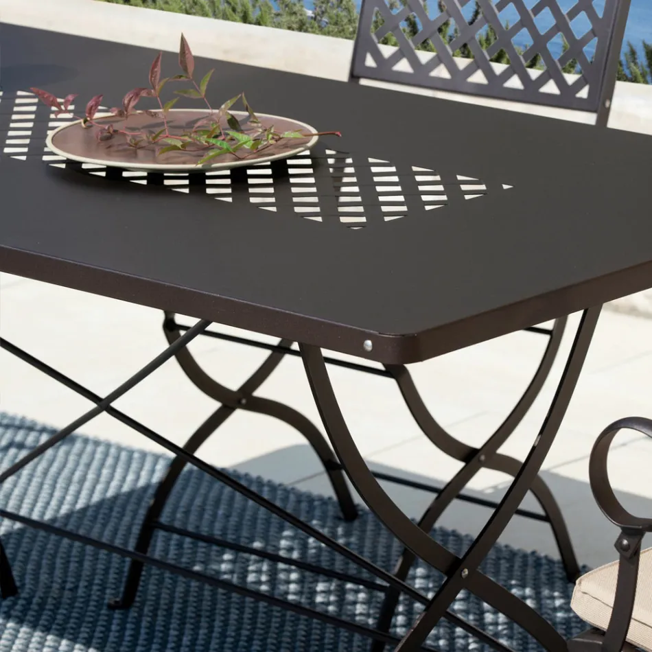 Mesa plegable de exterior de acero galvanizado Made in Italy - Selvaggia viadurini