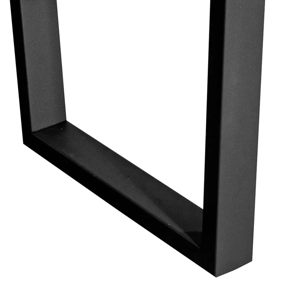 Mesa enchapada en roble anudado cuadrado y base de metal Made in Italy - Pilar viadurini