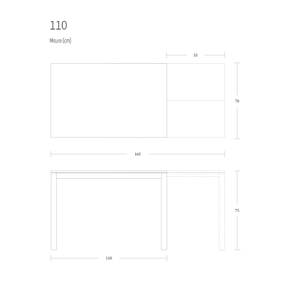 Mesa de Comedor Extensible 190 cm Metal y Madera Made in Italy - Euclidean viadurini