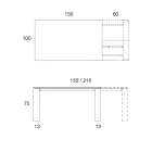 Mesa de comedor extensible a 2,8 m con tapa de metal y cerámica mate - Rashid viadurini