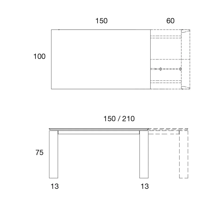 Mesa de comedor extensible a 2,8 m con tapa de metal y cerámica mate - Rashid viadurini
