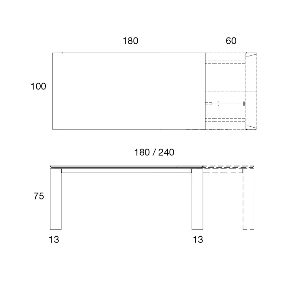 Mesa de comedor extensible a 2,8 m con tapa de metal y cerámica mate - Rashid viadurini