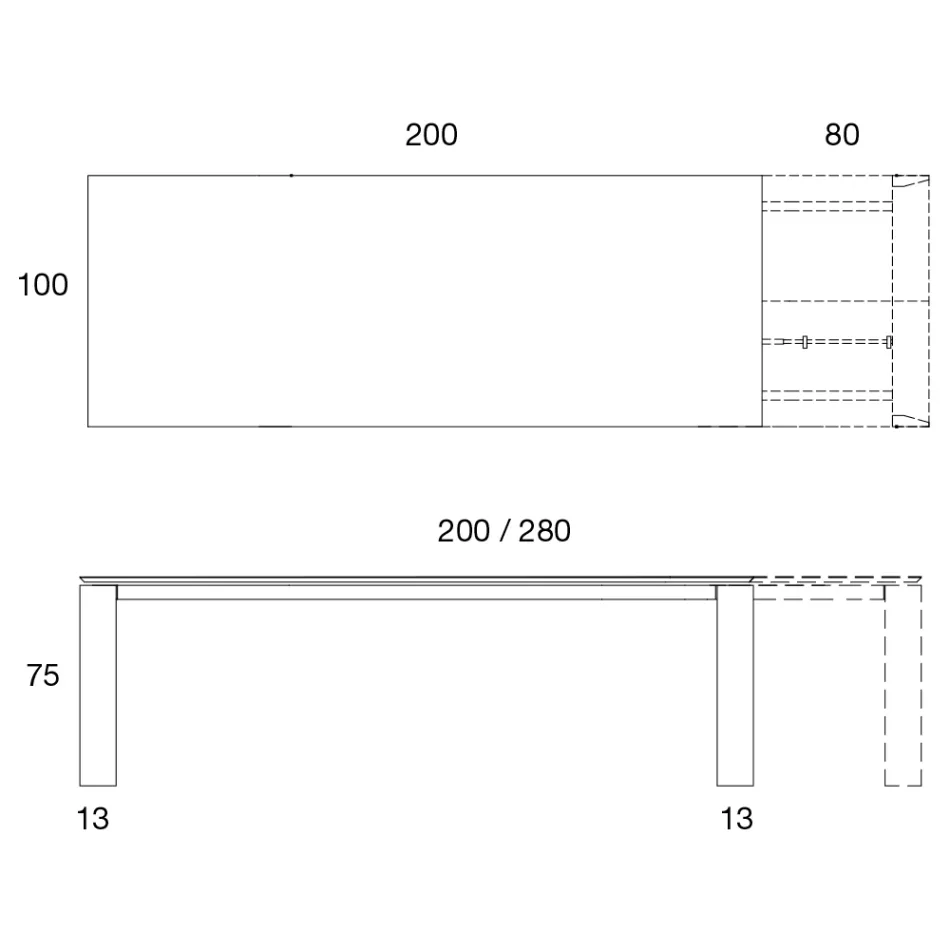 Mesa de comedor extensible a 2,8 m con tapa de metal y cerámica mate - Rashid viadurini